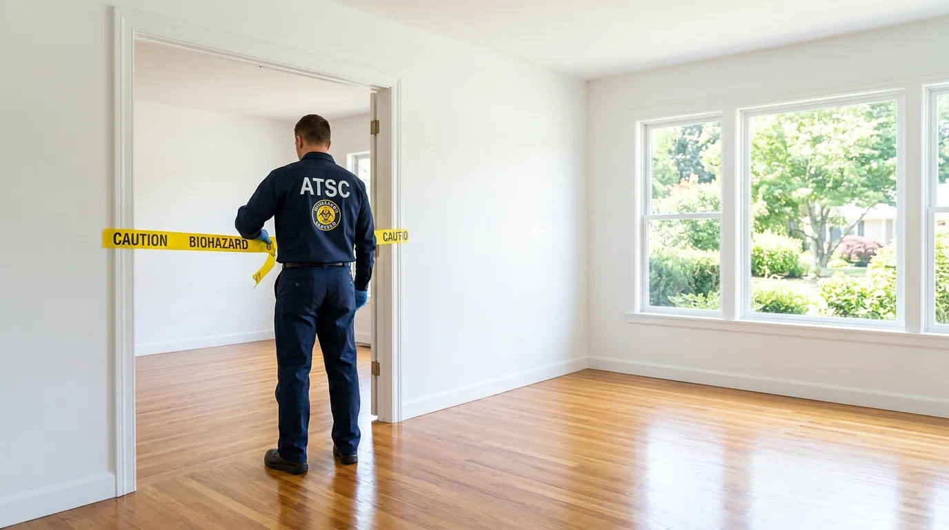 Certified biohazard cleanup crew performing Decomposition Cleanup in Groton